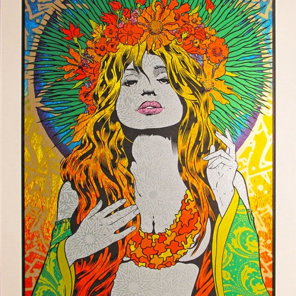 Chuck Sperrys colorful concert poster features a psychedelic design of a woman with flowers in her hair and a bright robe, with Widespread Panic prominently displayed. Event: Madison Square Garden, New York City, Nov 16, 2013. A must-have for retrospective print enthusiasts.
