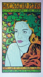 Chuck Sperrys Art Nouveau poster showcases a womans flowing red hair amidst green leaves and flowers, featuring text for Widespread Panic, the Tedeschi Trucks Band, and the June 20, 2014, Chicago event. A stunning wave foil adds visual depth.