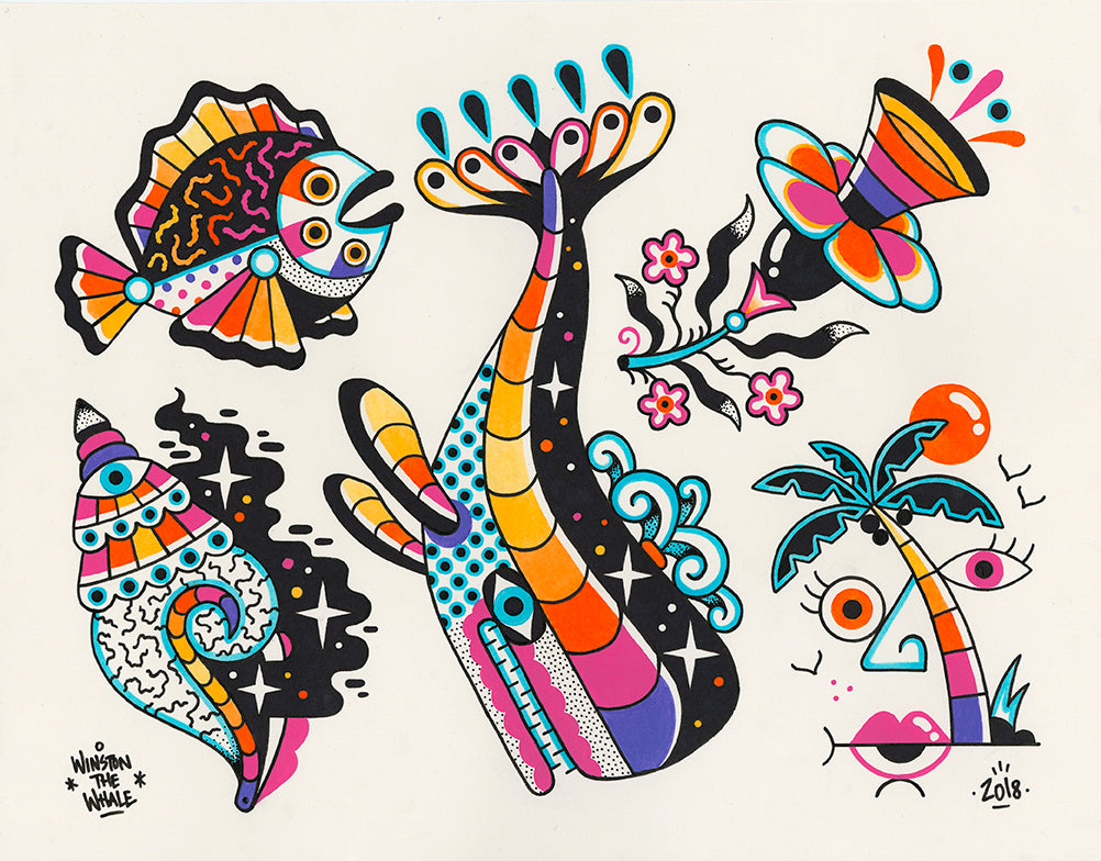 Winston the Whale - "Tropical Vibes" (print) - Spoke Art