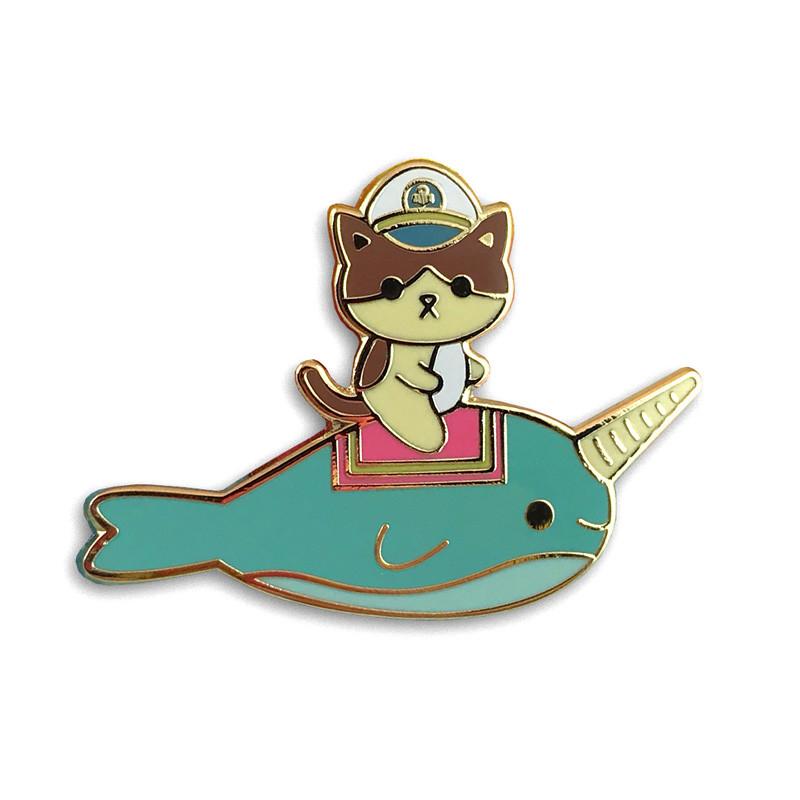 "Admiral Whiskers Narwhal Ride" Enamel Pin - Spoke Art