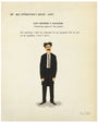 A mustached man in a suit, with the text: One morning I shot an elephant in my pajamas. How he got in my pajamas, I don’t know. This limited edition print by Max Dalton humorously nods to Capt. Spaulding at Mr. Rittenhouses estate, standing by the piano.