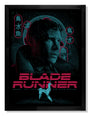 Limited edition Blade Runner screen print by Tracie Ching features a contemplative figure with raindrops under a blue neon cityscape, highlighted by pink futuristic text and event details at the bottom.