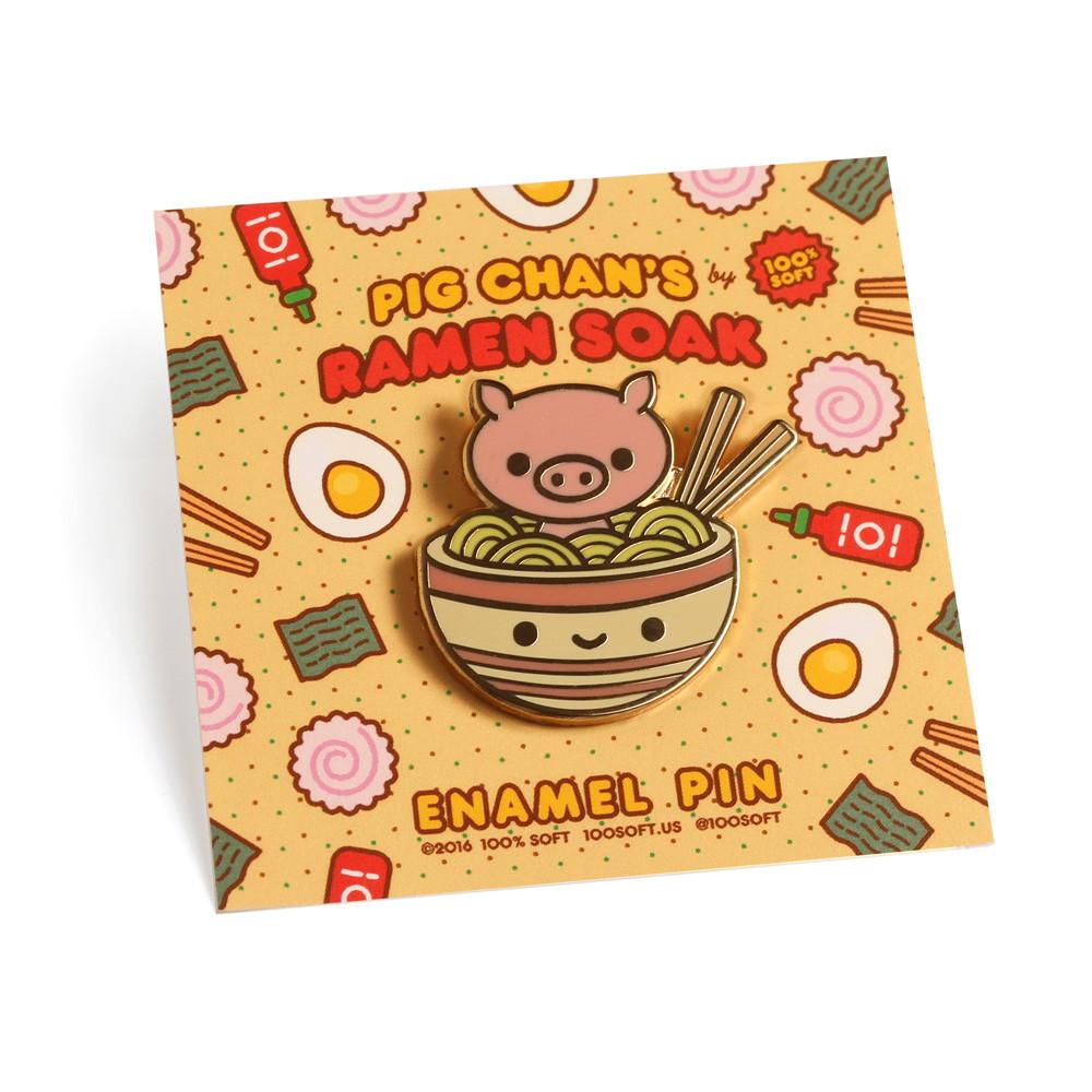 "Pig Chan’s Ramen Soak" Enamel Pin - Spoke Art