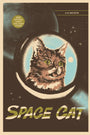 Jessica Deahls vintage-style book cover, Space Cat, showcases a screen print of a cat in a space helmet with a cosmic backdrop. The top left reads Lil BUB Visits Earth and other stories, all designed with earthy tones and retro typography reminiscent of an art exhibit.