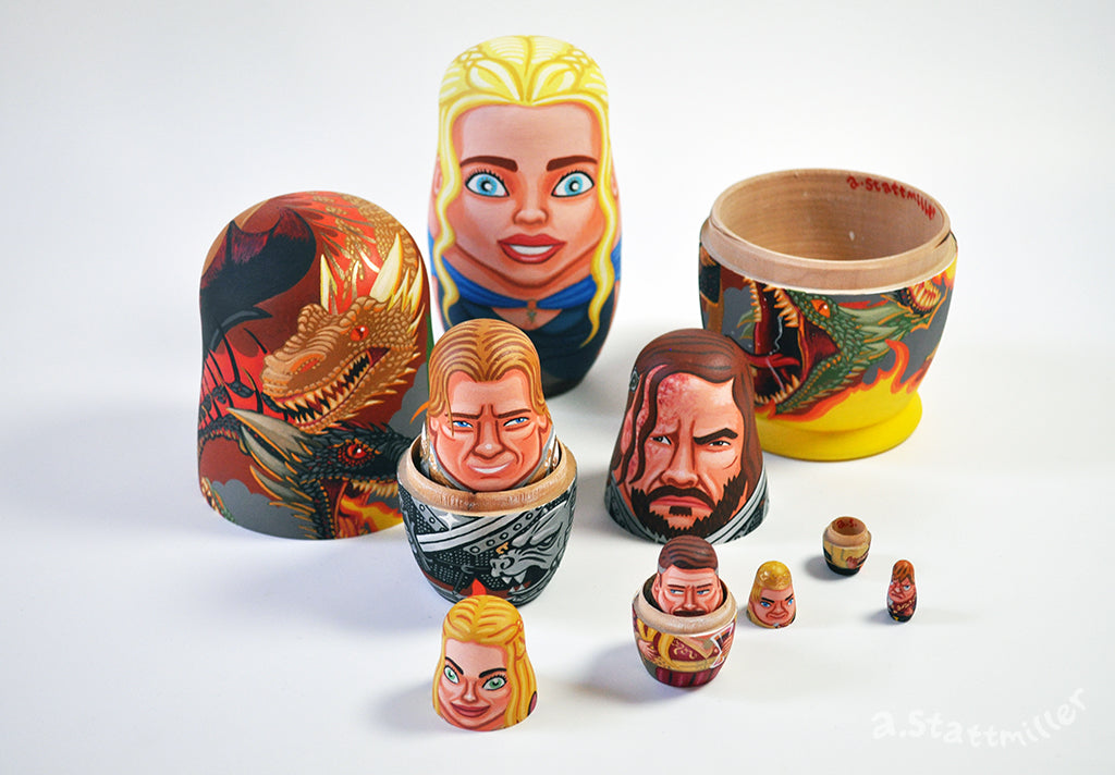 Andy Stattmiller - "Game of Thrones Nesting Dolls - Fire Set" - Spoke Art