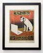 A framed artwork by Chuck Sperry shows a dog listening to a laptop with earphones against an ornate, vibrant background. The text includes Ten Club, Seattle, WA, Rock & Art Poster Convention, and Dec 2, 2012, echoing the Helikon Solo Show style.