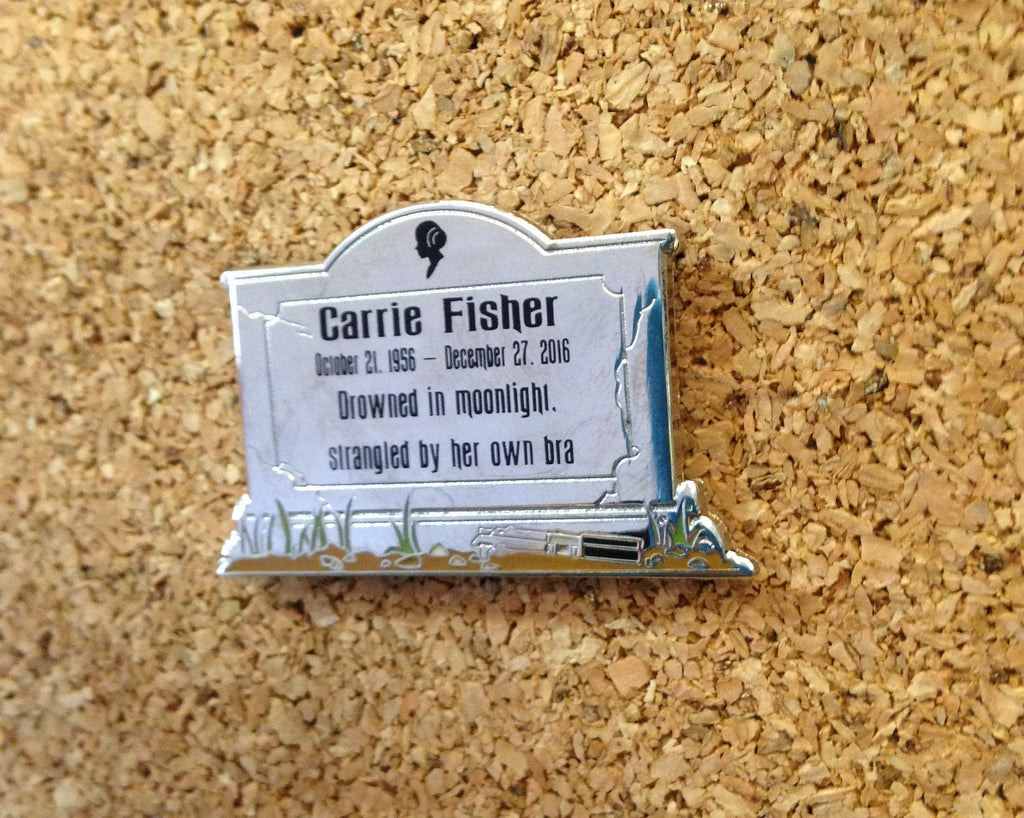 Carrie Fisher Headstone Enamel Pin - Spoke Art