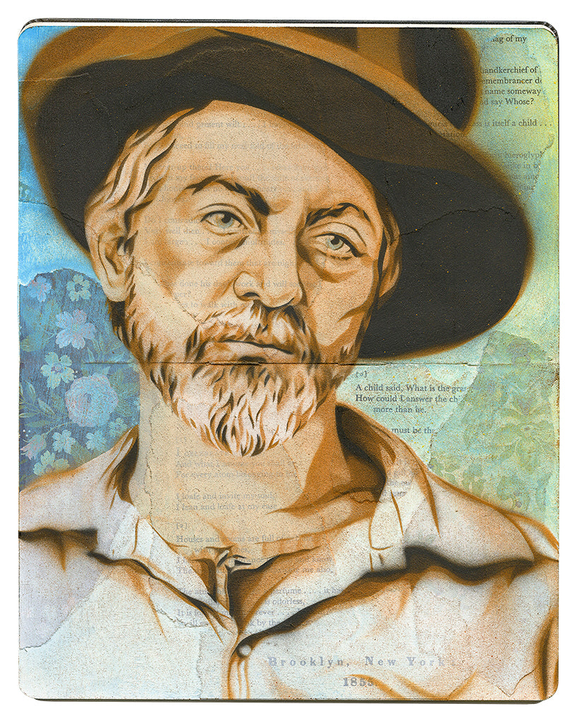 NIck Comparone I celebrate myself and sing myself 8 layer stencil and mixed media on Moleskine