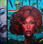 Serge Gay Jr. presents an acrylic on canvas pop art piece featuring a red-haired woman with bold makeup, surrounded by butterflies, skulls, and rainbows. The word Vogue appears at the top in this distinctive style.