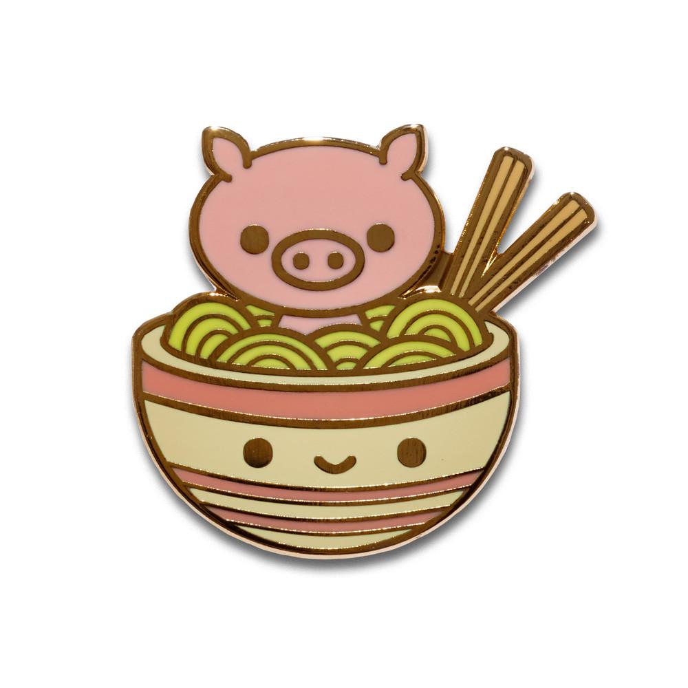 "Pig Chan’s Ramen Soak" Enamel Pin - Spoke Art