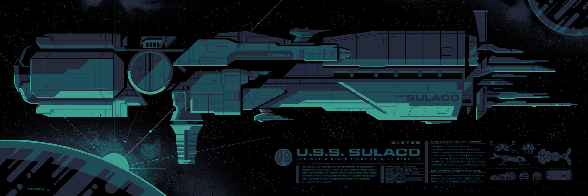 Tom Whalen - "Sulaco Spec Sheet" - Spoke Art