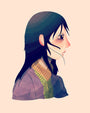 This exclusive Nan Lawson giclee print, part of a 30-piece edition, showcases Wendy in profile with long dark hair and freckles. She is wearing a high-neck plaid shirt and purple jacket against a light beige background.
